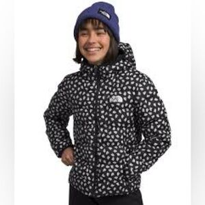 The North Face Girls Reversible North Down Hooded Jacket black/mini toss print M